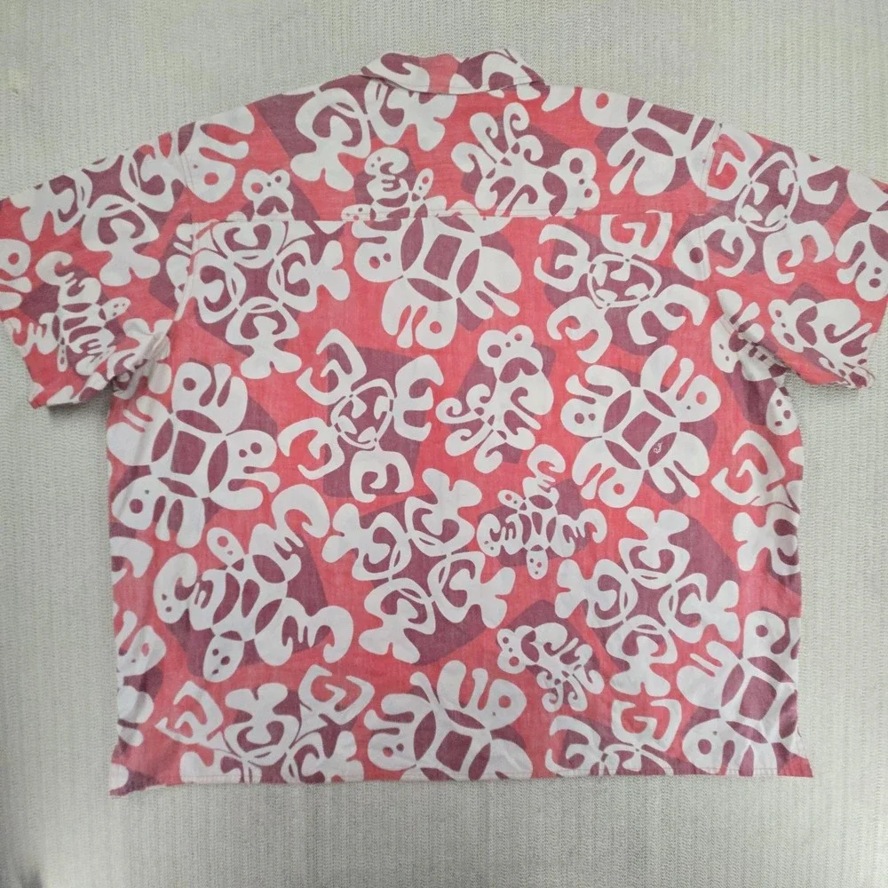Ocean Pacific Shirt Mens Big 4X Red Turtle Hawaiian Tropical Short Sleeve Beach